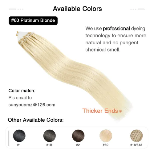 Vista 3 de SUYYA Micro Links - Extensiones de cabello humano de color rubio platino, micro bucle, extensiones de cabello humano lacio, 50 hebras, 1.41