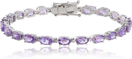 Vista 8 de MAX + STONE Pulsera de Tenis de Plata de Ley 925 con Piedras Natales para Mujeres Azul Zafiro creado