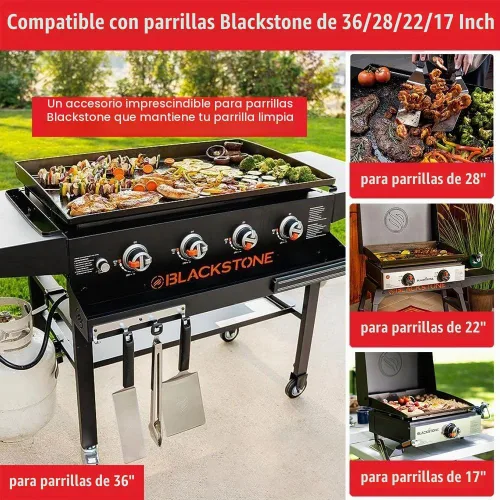 Vista 3 de Paquete de 2 Forros de Silicona para Tazas de Grasa Blackstone para Plancha de 36 28 22 17 Pulgadas, Forro Reutilizable para Bandeja de Grasa