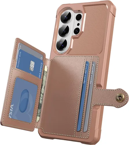 Vista 117 de Funda para Samsung Galaxy S21 Ultra con tarjetero, compatible con soporte magnético para automóvil, resistente a los golpes, resistente, suave, TPU