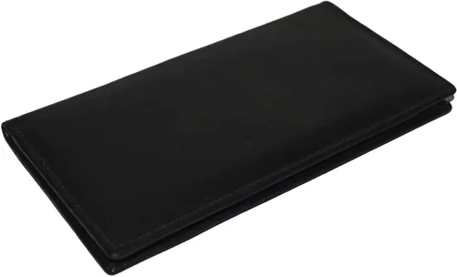 Vista 4 de Leatherboss - Funda de piel auténtica para chequera, Negro -, Cartera de viaje