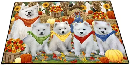 Vista 22 de Doggie of the Day American Eskimo Dogs Floor Mat - 4th of July Independence Day - Best Dog Doormat - Protector Decor - Unique Portrait Art - Premium