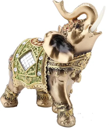 Vista 9 de TOPINCN Escultura de estatua de elefante de la suerte de Feng Shui, figura china de elefante de la suerte para decoración del hogar y la oficina