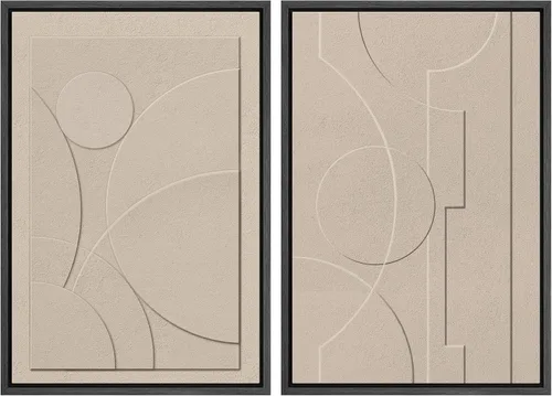 Vista 57 de SIGNWIN Lienzo enmarcado para pared, ilustraciones abstractas texturizadas en tonos beige terrosos, arte moderno, decorativo, contemporáneo
