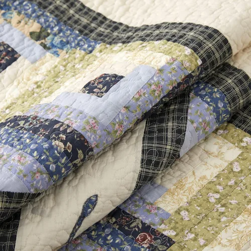 Vista 5 de L'IRISDOM Juego de ropa de cama Queen 100% algodón, colcha de retazos bohemios, colcha acolchada para todas las estaciones