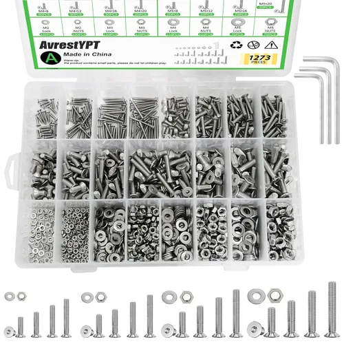 Vista 13 de 1715Pcs M2 M3 M4 M5 Screw Kit - 3D Printer Mini Screw, Allen Head/Flat Head/Countersunk Bolt/Screws, Metric Bolts Assortment, Black Nuts and Bolts