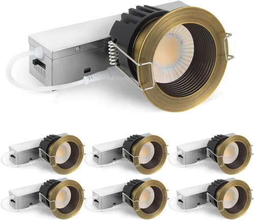 Vista 22 de Adetu lámpara de techo empotrable antirreflejos LED de 2 pulgadas, 5 CCT, con caja de conexiones, 2700K/3000K/4000K/5000K seleccionables, CRI90+, 8