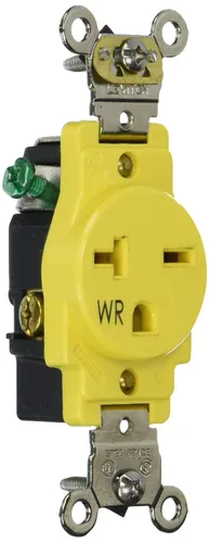 Vista 4 de Leviton Salida de un solo receptáculo, resistente a la intemperie, 20 amperios, 250 voltios, grado de especificación industrial de servicio pesado