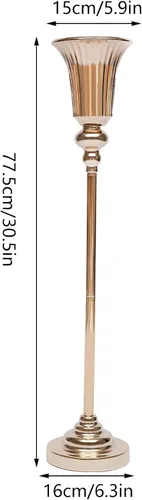 Vista 5 de Jarrón dorado para centros de mesa, 10 jarrones de piso de 30.3 in/30 pulgadas de alto, centros de mesa de boda para mesa de metal, soporte