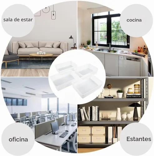 Vista 9 de Bandejas de almacenamiento de plástico cestas/cestas organizadoras, juego de 6 (blanco)