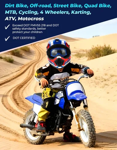 Vista 85 de SLMOTO - Casco DOT para niños y jóvenes, casco de motocross para todoterreno y calle, casco de motocicleta, casco de bicicleta de tierra, motocross