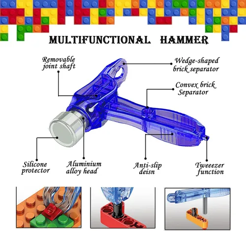 Vista 3 de Kit de herramientas de bloques de construcción, separador de ladrillos, juego de herramientas de mini bloques, martillo multifuncional, alicates
