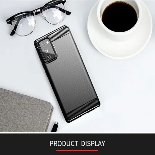 Vista 6 de Funda de teléfono para Galaxy Note 20, Samsung Note 20 SM-N981B SM-N981U, fibra de carbono a prueba de golpes resistente escudo suave TPU