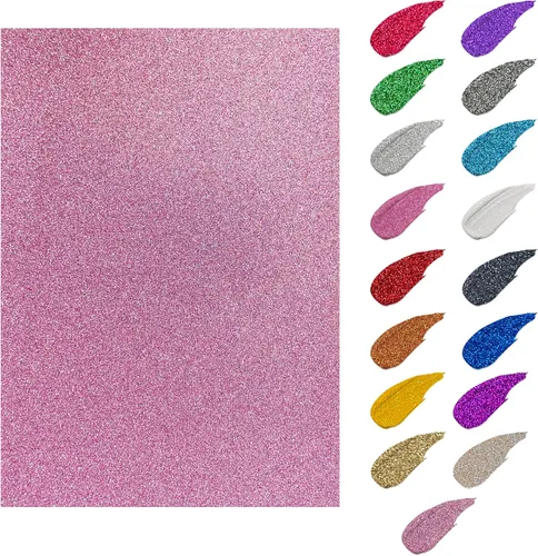 Vista 4 de S - Papel de cartulina con purpurina, papeles con purpurina que no se desprende, papel para manualidades y proyectos de bricolaje, papel brillante