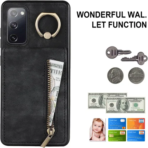 Vista 3 de Asuwish Funda de teléfono para Samsung Galaxy S20 FE 5G de 6.5 pulgadas con protector de pantalla y soporte de tarjeta RFID, soporte para celda S 20