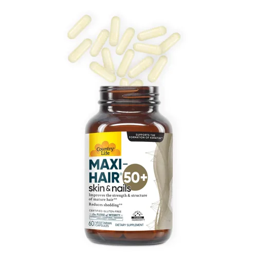Vista 5 de Country Life Maxi-Hair 50+ - Suplemento para cabello, piel y uñas a base de biotina para mujeres y hombres mayores de 50 años Apoya el crecimiento