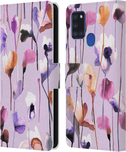 Vista 29 de Head Case Designs Officially Licensed Ninola Abstract Poppies Lilac Floral Leather Wallet Case Compatible with Samsung Galaxy A07 4G