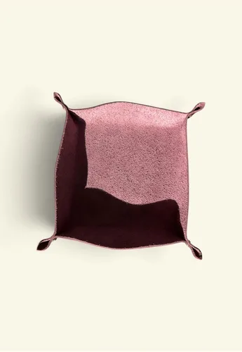 Vista 3 de Handmade Genuine Leather Valet Tray Organizer for Keys, Wallet, Watch, Jewelry - Square Shape, Pink - 6.3 x 6.3 inches