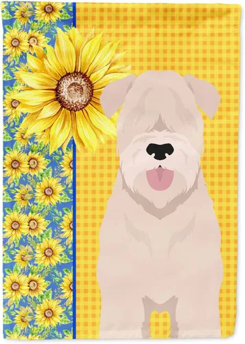 Vista 266 de Caroline's Treasures WDK5313GF Bandera de jardín con diseño de girasoles de verano, color negro y tostado, Airedale Terrier para buzón, bandera