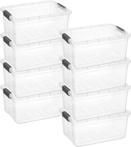 Vista 62 de Superio - Contenedores de almacenamiento de plástico transparente de 1.27 cuartos de galón con tapas, contenedores organizadores apilables, cajas