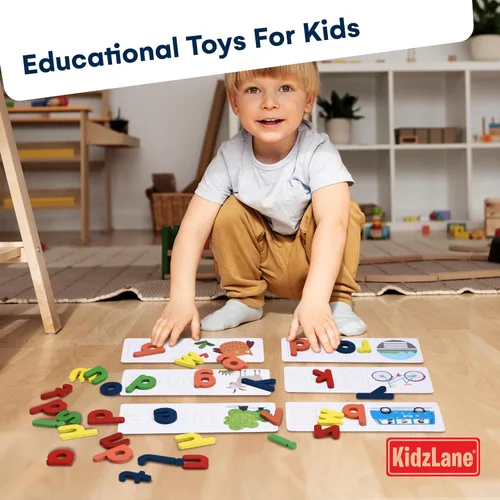 Vista 2 de Kidzlane Juguete a juego de letras - Juguete educativo de aprendizaje para ver y deletrear para niños y niñas - Actividades de aprendizaje de jardín