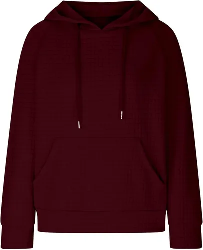 Vista 6 de Ceboyel Sudaderas con capucha de punto gofre para mujer, sudaderas con cordón de ajuste, suéteres casuales de moda, cómodos trajes de otoño