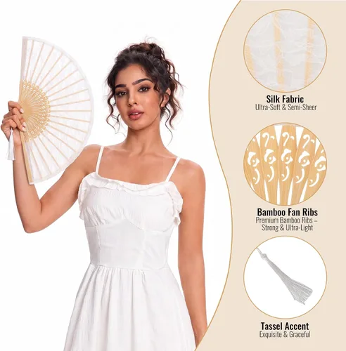 Vista 3 de Ventilador de mano plegable para mujer, ventilador de mano chino japonés 001