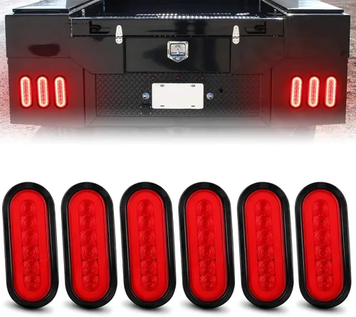 Vista 27 de 2 luces LED ámbar ovaladas para remolque, 6 pulgadas, luces LED ovaladas de parada, intermitentes, luces de freno de remolque lateral, lámpara de 2