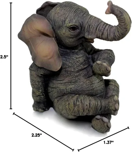 Vista 2 de Veronese Design Figura de elefante bebé sentado con piernas cruzadas, mini 3.5" H