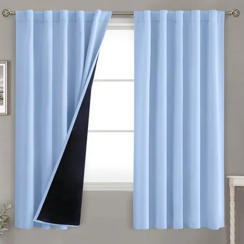 Vista 132 de BGment Cortinas 100% opacas beige de 63 pulgadas de largo con forro aislante térmico, bolsillo para varilla y lengüeta trasera de doble capa