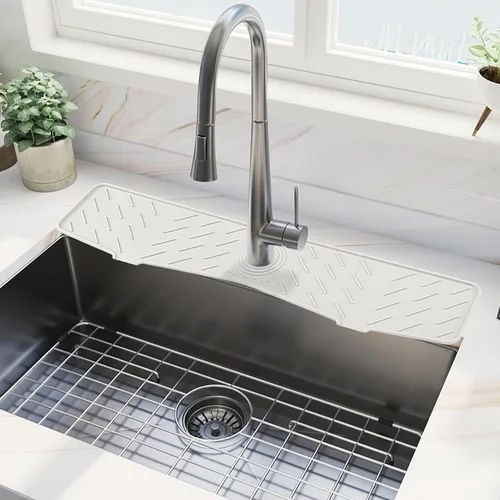 Vista 15 de Alfombrilla de Silicona para Grifo de Fregadero de Cocina – Gen 3 Protector contra Salpicaduras con Pendiente de 10° con Orificio Recortable