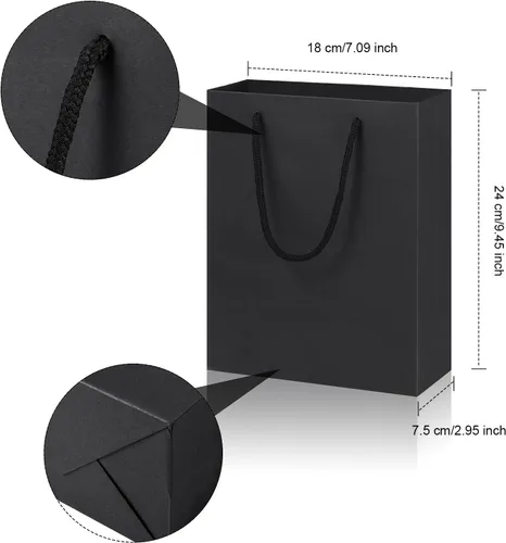 Vista 2 de Zonon - Caja de regalo de lujo color negro y rosa con tapa y cinta, bolsa de regalo de 9 x 7 x 3 pulgadas, con tarjeta de felicitación, papel