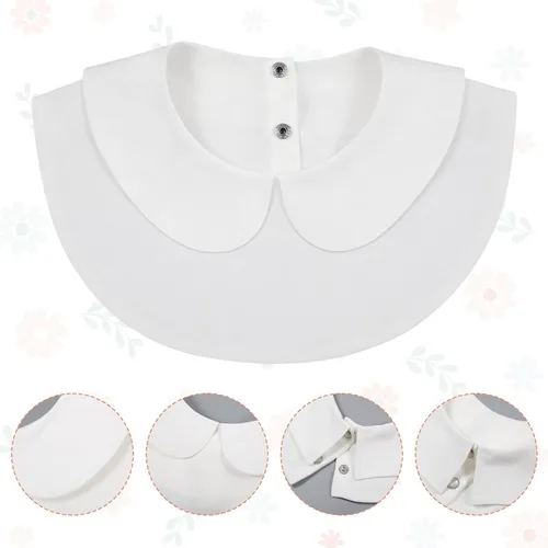Vista 4 de Molain Cuello falso para mujer, blusa de algodón blanco con cuello redondo y cuello redondo, cuello sintético desmontable, collares falsos