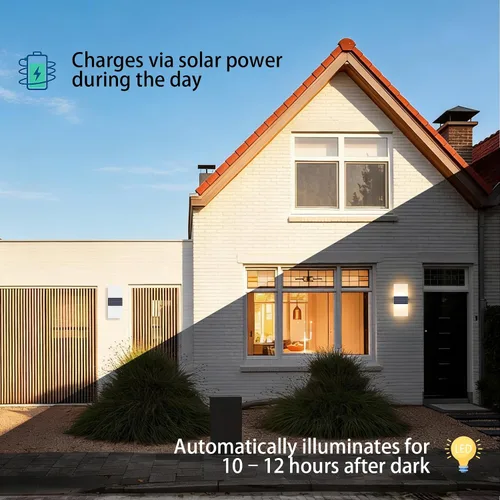 Vista 13 de Luces Solares de Pared para Exteriores, Paquete de 2 IP65 Impermeable Modernas Linternas Solares LED de Acrílico para Exteriores, Accesorios