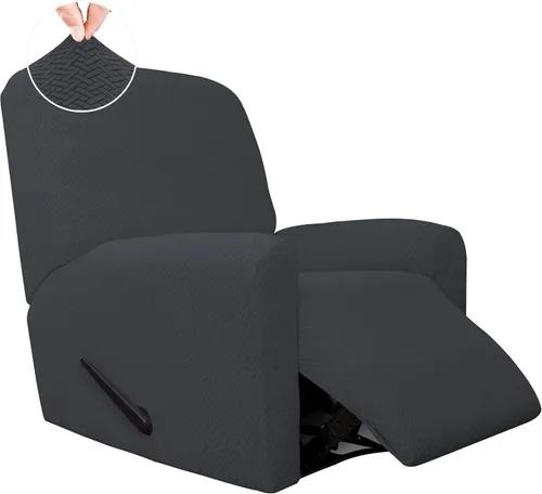 Vista 47 de Easy-Going Funda de sofá reclinable de jacquard elástico, suave de 4 piezas, con lazo elástico, protector de muebles lavable para niños, mascotas