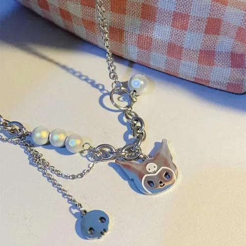Vista 2 de Collar de perlas Kawaii de acero inoxidable Y2K 90 para mujeres adolescentes y niñas