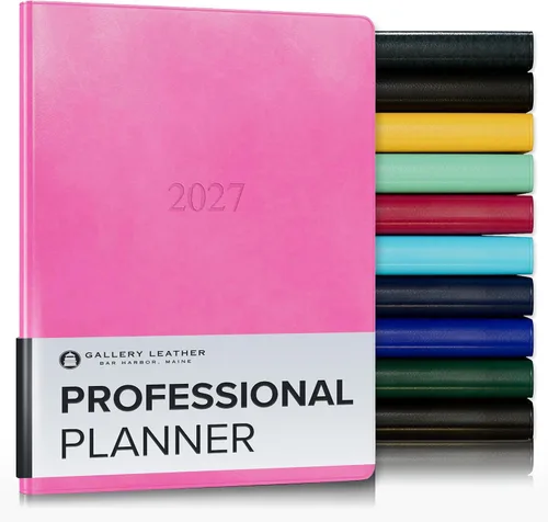 Vista 19 de Gallery Leather Professional Weekly Monthly Planner 2027, Elegantly Bound Calendar Planner and Notebook with Stylish Gold-Gilded Page Edges, 12