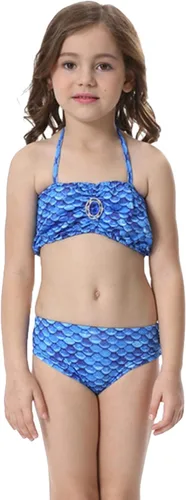 Vista 4 de Traje de baño para niñas pequeñas bikini halter con estampado de sirena pantalones cortos para niñas
