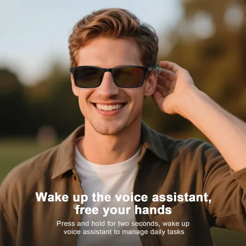Vista 4 de Gafas Inteligentes para Hombres y Mujeres, IPX5 Impermeable & Asistente de Voz, Gafas de Audio con Lentes Polarizadas Extra & Altavoz de Oreja