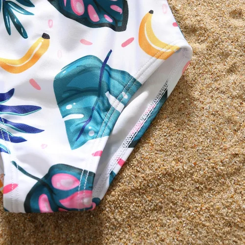 Vista 5 de Family Matching Swimsuit Set High Waisted Mommy and Me Swimsuit Two Piece V Neck Girls Bikini Bathing Suit