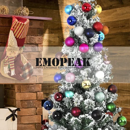 Vista 4 de Emopeak - 24 mini bolas para árbol de Navidad, adornos para árbol de Navidad de 1.57 pulgadas, irrompibles, bolas colgantes para decoración
