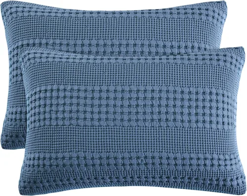 Vista 57 de PHF Fundas de almohada 100% algodón con tejido de gofre de 24 x 24 pulgadas, paquete de 2 fundas cuadradas para decoración elegante del hogar, sin