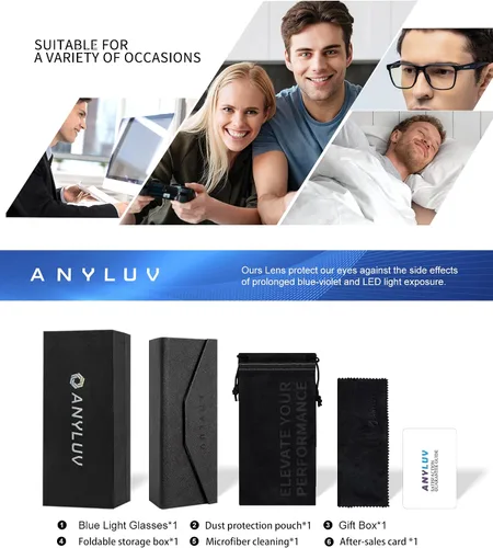 Vista 6 de ANYLUV Blue Light Glasses for Women & Men, Stylish Blue Light Blocking Glasses, Eyes Protection & Anti Eyestrain Eyewear