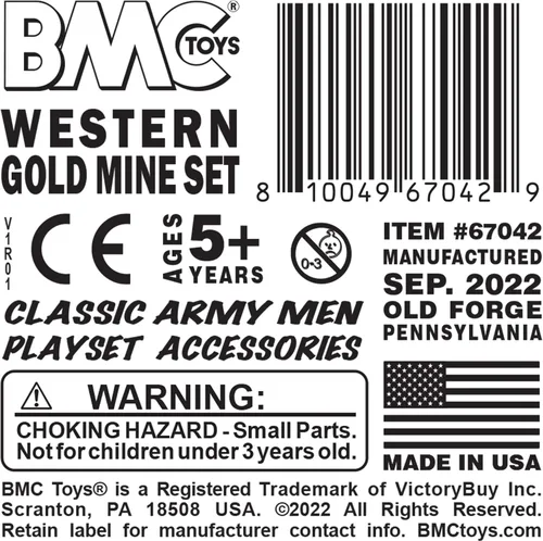 Vista 5 de BMC Classic Marx Western Gold Mine Plastic Cowboys Army Men Playset Accesorios Gris carbón