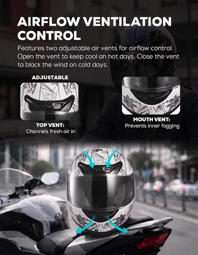 Vista 3 de XFMT DOT Casco de Motocicleta de Cara Completa Abatible para Calle Dirt Bike ATV Todoterreno con Visera Transparente para Hombres y Mujeres Adultos