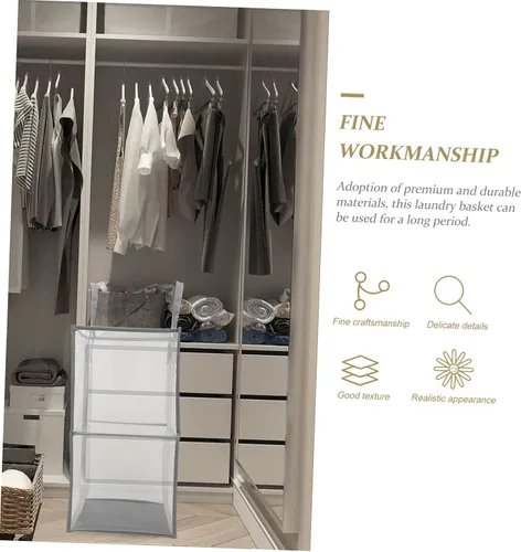 Vista 4 de Cesta plegable con asa para ropa sucia, repuesto de malla para almacenamiento de lavandería