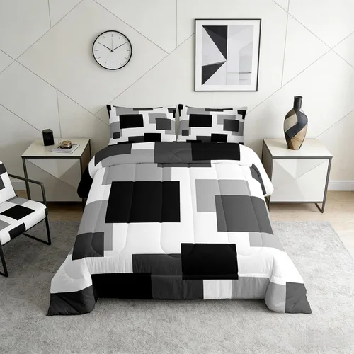 Vista 46 de Castle Fairy Juego de edredón con estampado azteca occidental, juego de ropa de cama geométrica a rayas marrones para niños y adolescentes