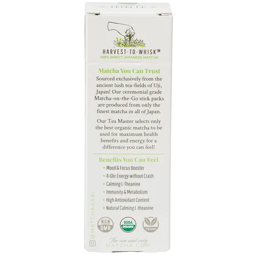 Vista 3 de Matcha Kari Palitos + paquete ceremonial de 0.71 oz - Paquete de 6 unidades individuales y 0.71 onzas de polvo orgánico de grado ceremonial