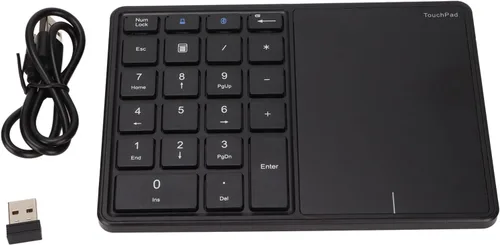 Vista 6 de LICAEVEY Bloc numérico, teclado numérico inalámbrico 2 en 1, 22 teclas, diseño de panel táctil, teclado de contabilidad inanciera para laptop, PC