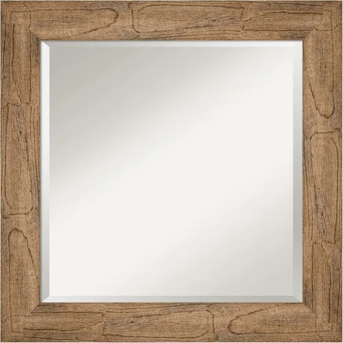 Vista 45 de Amanti Art Espejo de pared marrón de 26 x 22 pulgadas, espejo rectangular de baño de Alejandría marrón rústico para decoración de pared, sala